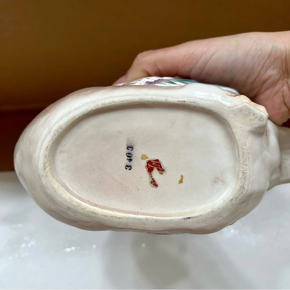 Vintage Porcelain Mallard Duck Flower‎ Planter Dish Holder